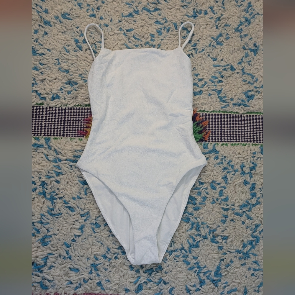 Madewell Square-Neck One-Piece Swimsuit in Soft White